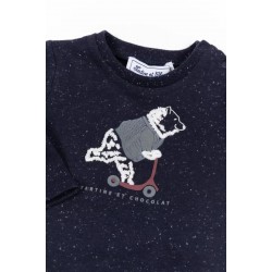 T-Shirt lange mouw met beertje - Navy