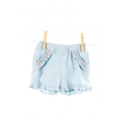 Short linnen met ruffle en smock