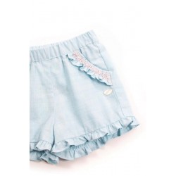 Short linnen met ruffle en smock