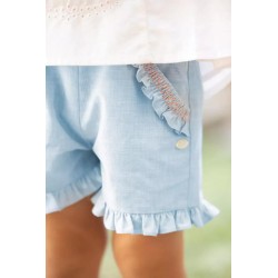 Short linnen met ruffle en smock